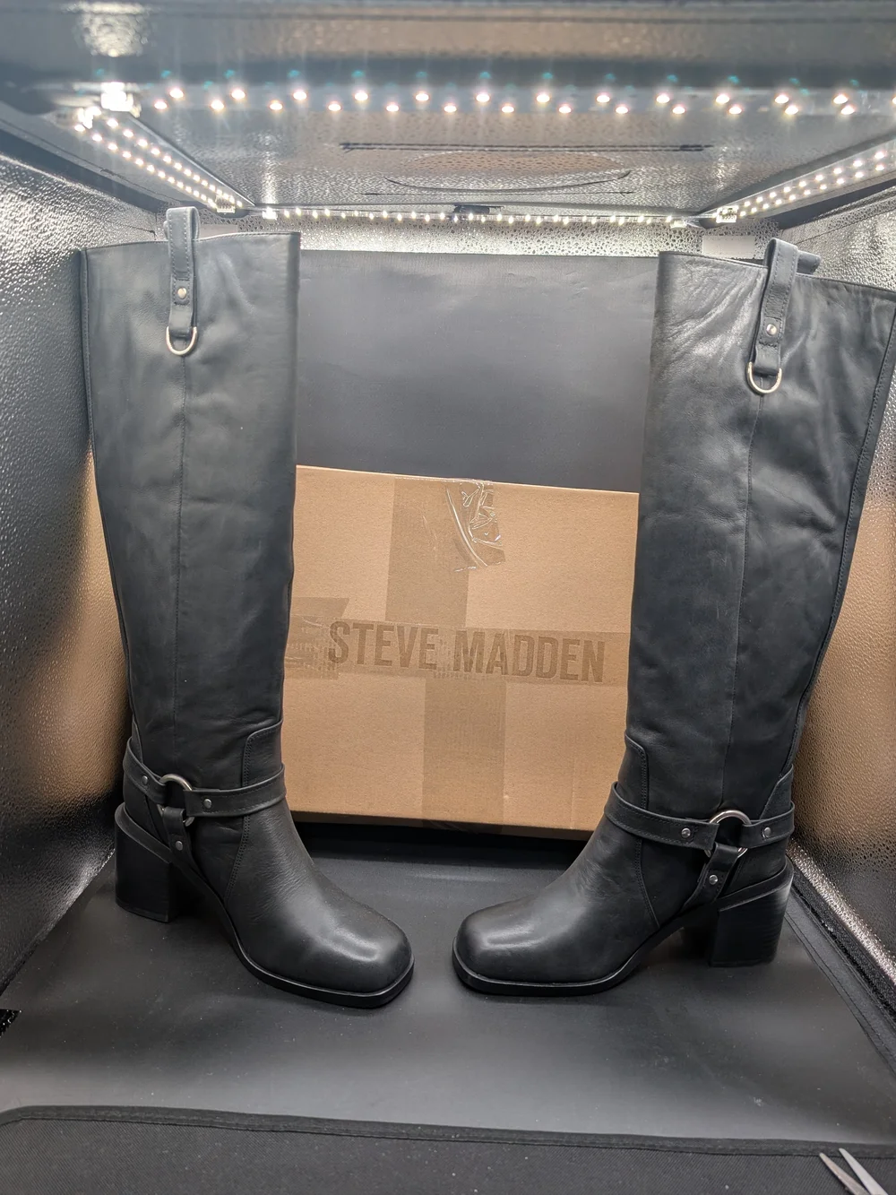 Steve Madden Black Over-The-Knee Harness Boots